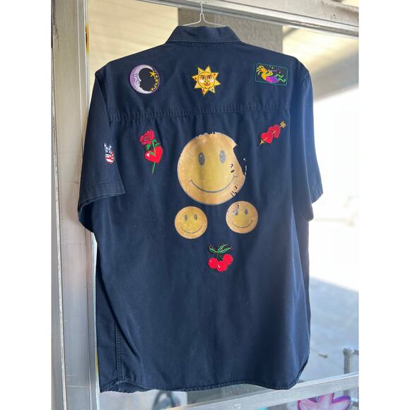 Vintage LA Loving black patched button down shirt size large - Picture 5 of 5